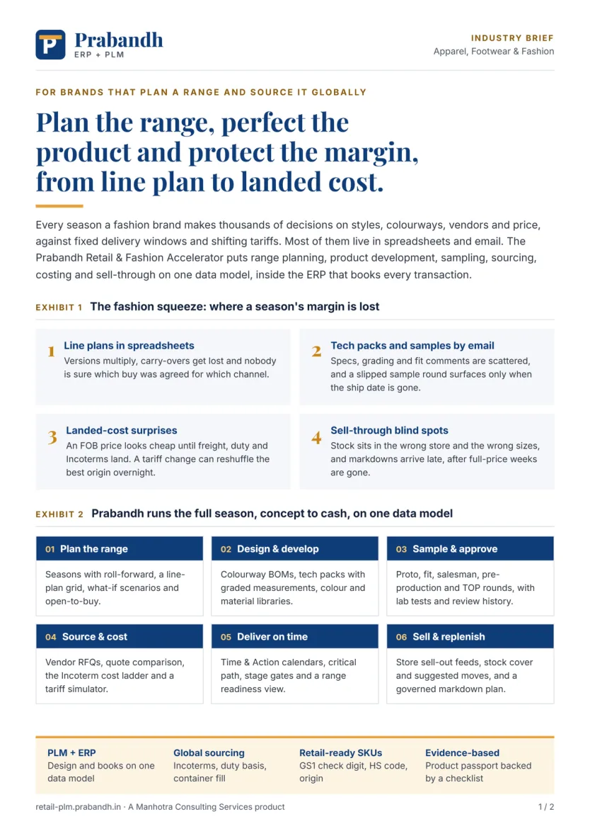 The business case, Apparel, Footwear and Fashion: industry brief: first page preview