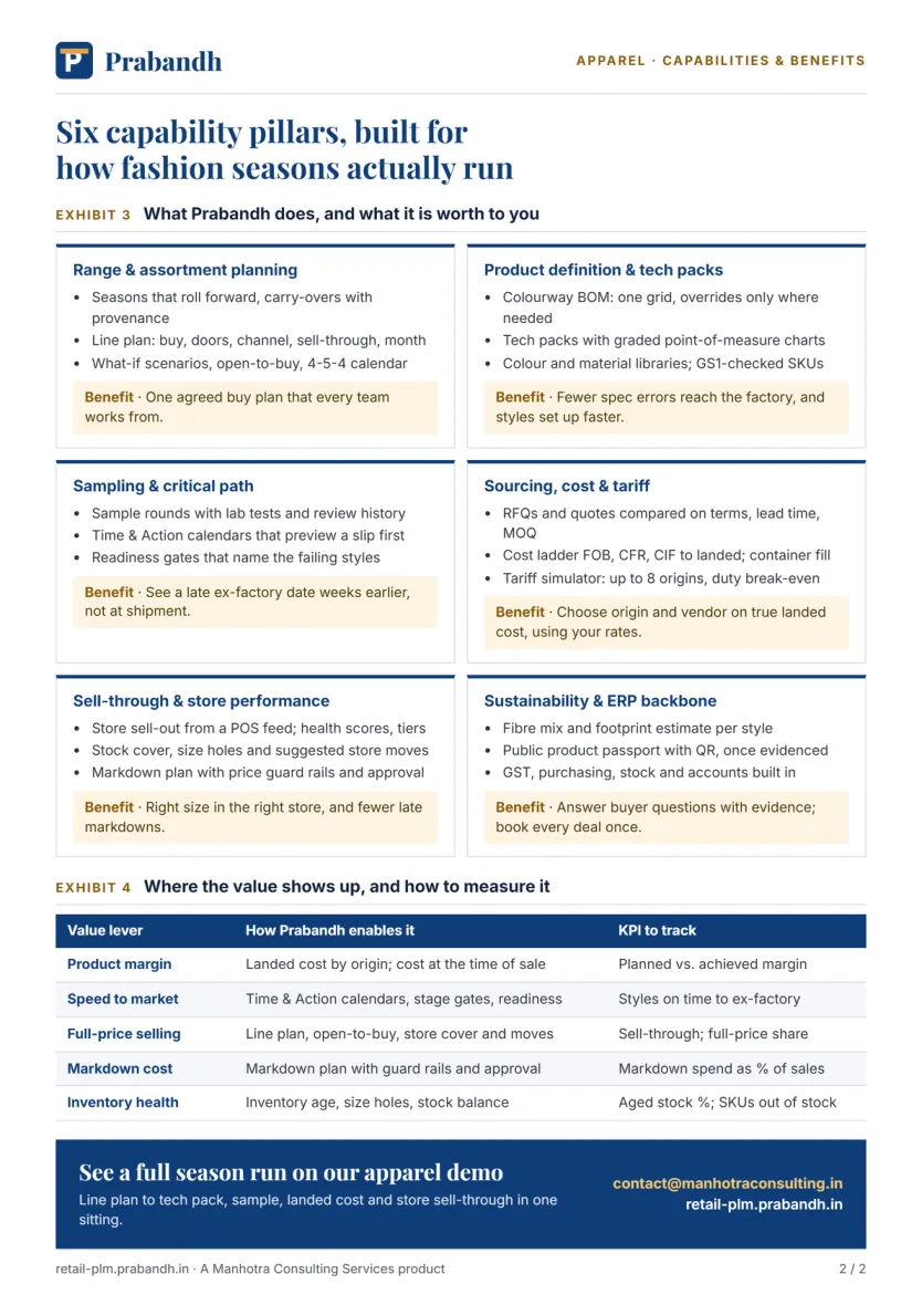 Capabilities and benefits, Apparel, Footwear and Fashion: industry brief: first page preview
